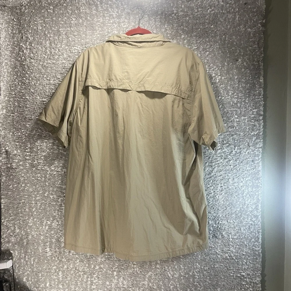 The North Face Men Performance Brown XL Button Shirt Fishing Hiking Vented Nylon
